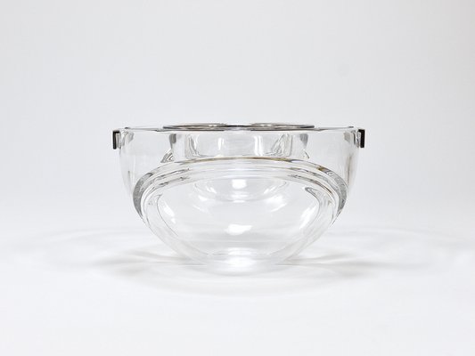 Caviar Glass Serving Dish Bowl in Silver & Crystal from Riedel X Mesa, Italy, 1980s-MWV-2042783