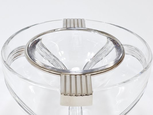 Caviar Glass Serving Dish Bowl in Silver & Crystal from Riedel X Mesa, Italy, 1980s-MWV-2042783