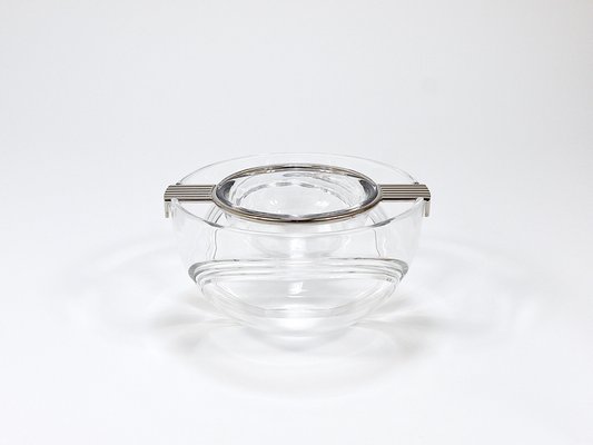 Caviar Glass Serving Dish Bowl in Silver & Crystal from Riedel X Mesa, Italy, 1980s-MWV-2042783