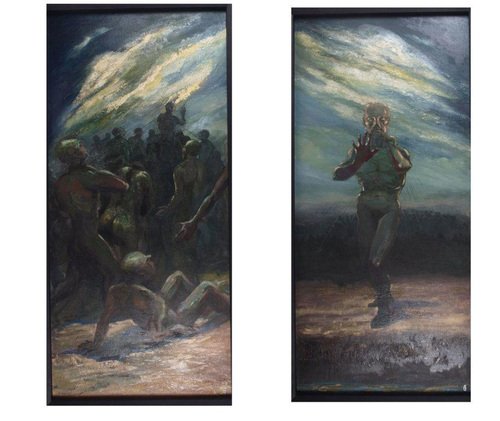 CB, Diptych: Leader, Paintings on Canvas, Set of 2