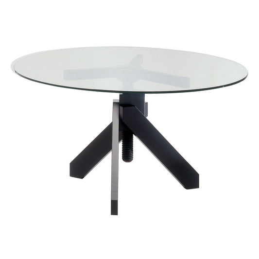 Vidun - Round Wood And Glass Table by De Padova #Black lacquered