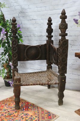 Cedar Chair with Adjoining Backs, Afghanistan, 1890s-UZN-1419721