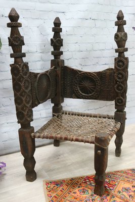 Cedar Chair with Adjoining Backs, Afghanistan, 1890s-UZN-1419721