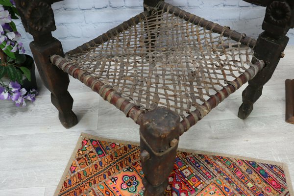 Cedar Chair with Adjoining Backs, Afghanistan, 1890s-UZN-1419721