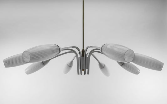 Ceiling 8-Light Sputnik Lamp in the style of Arteluce, Italy, 1950s