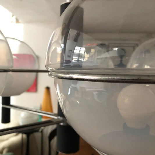 Ceiling Chandelier with Spherical Diffusers in Blown Glass, 1960s