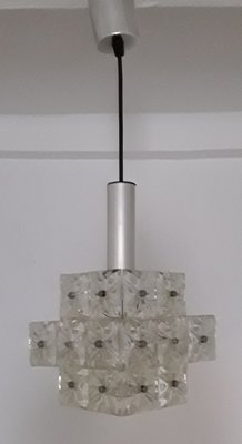 Ceiling Lamp in Acrylic with Silver and Black Plastic Mounting, 1970s-HOI-695447