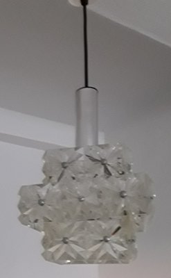 Ceiling Lamp in Acrylic with Silver and Black Plastic Mounting, 1970s-HOI-695447