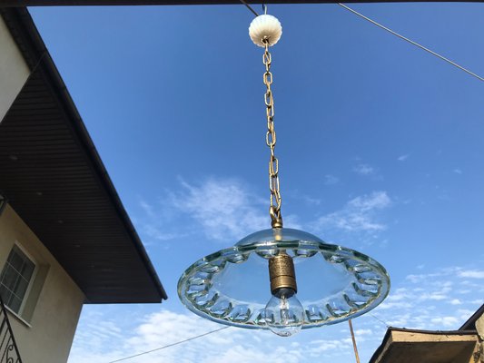 Ceiling Lamp in Blue, Green and White Glass, 1970s-WQQ-1325135