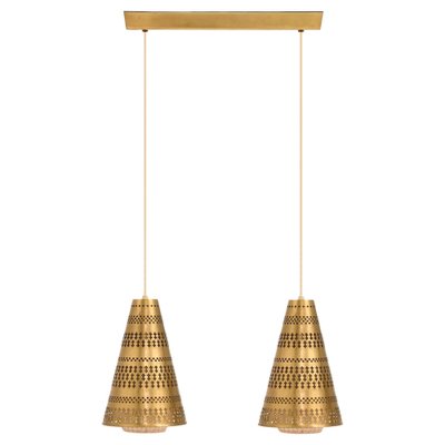 Ceiling Lamp in Brass and Fabric by Hans Bergström, 1940s-SC-1801504