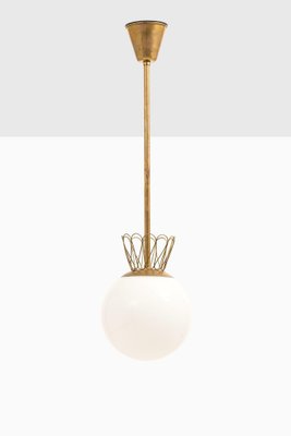 Ceiling Lamp in Brass and White Opaline Glass, 1950s-SC-2039393