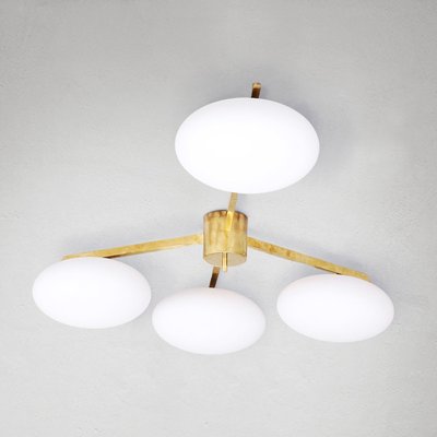 Ceiling Lamp in Brass & Murano Glass in the style of Arredoluce-WLO-1765075