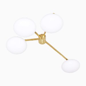 Ceiling Lamp in Brass & Murano Glass in the style of Arredoluce-WLO-1765075