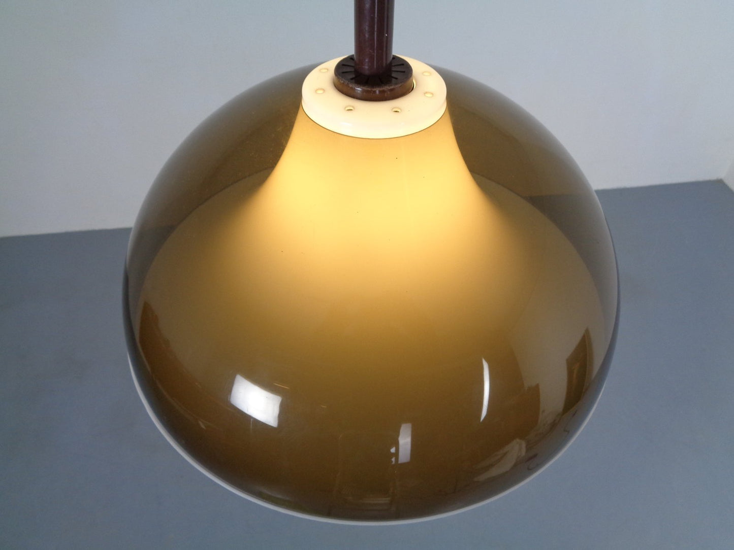 Ceiling Lamp in Brown & White Plastic from Stilux Milano, 1960s