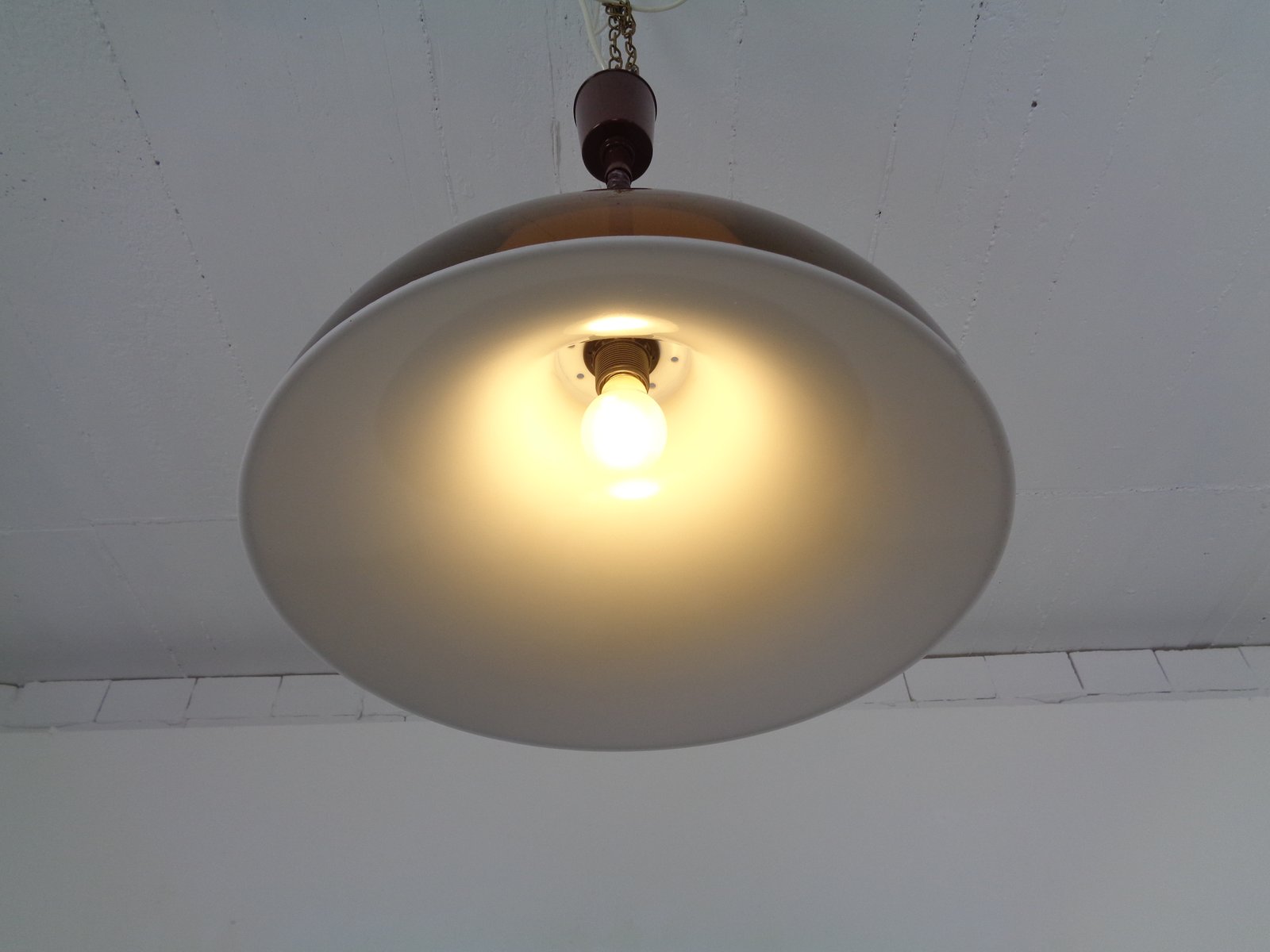 Ceiling Lamp in Brown & White Plastic from Stilux Milano, 1960s