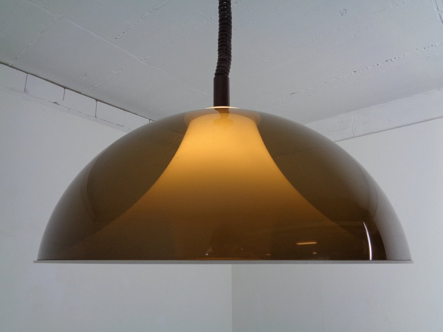 Ceiling Lamp in Brown & White Plastic from Stilux Milano, 1960s