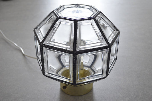 Ceiling Lamp in Iron & Clear Glass from Limburg, 1960s