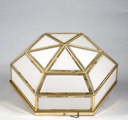 Ceiling Lamp in Metal and Transparent White Glass, Italy, 1970-RAQ-1369747