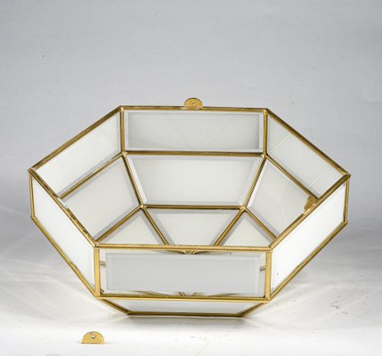 Ceiling Lamp in Metal and Transparent White Glass, Italy, 1970-RAQ-1369747