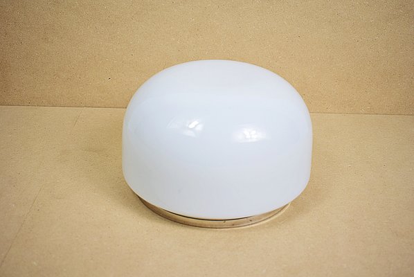 Ceiling Lamp in Milky Opal Glass, 1970s-NXX-2028217