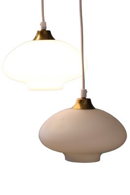 Ceiling Lamp in Opal Glass and Brass, 1960s-BPJ-1755759