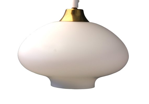 Ceiling Lamp in Opal Glass and Brass, 1960s-BPJ-1755759