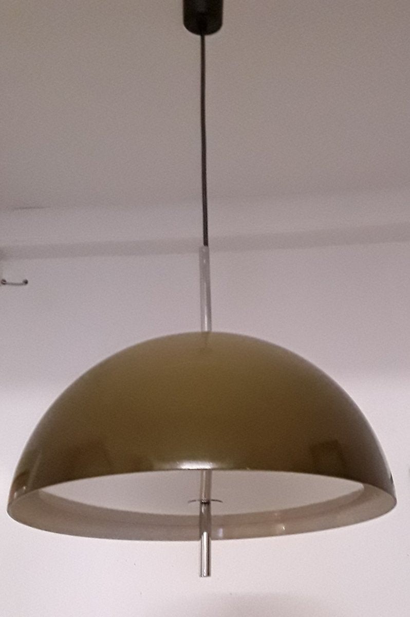 Ceiling Lamp with Brown Plastic Shade and White Diffuser, 1970s