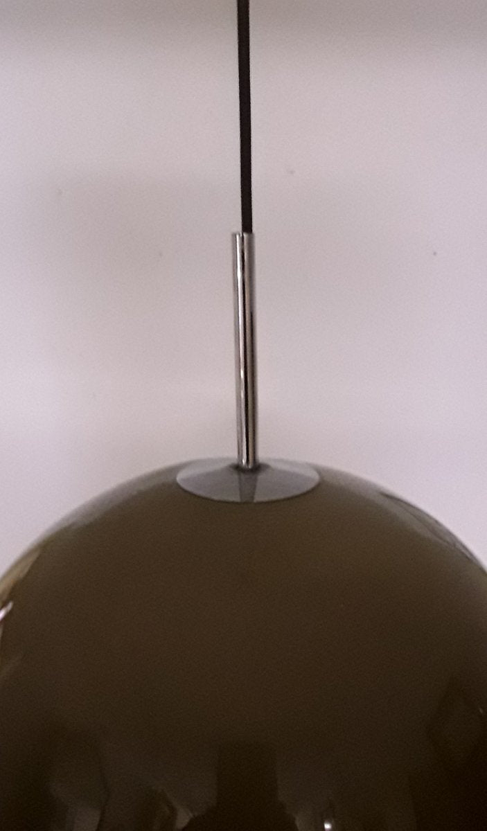 Ceiling Lamp with Brown Plastic Shade and White Diffuser, 1970s