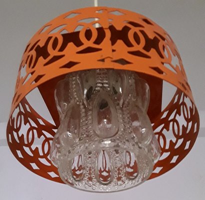 Ceiling Lamp with Clear Glass Shade, 1970s-HOI-828378