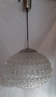 Ceiling Lamp with Clear Relief Glass Screen with Honeycomb Structure, 1970s-HOI-1091516