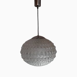 Ceiling Lamp with Clear Relief Glass Screen with Honeycomb Structure, 1970s-HOI-1091516