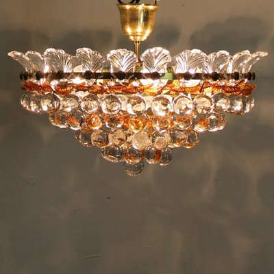 Ceiling Lamp with Glass Leaves and Spheres, 1970s-NE-694932