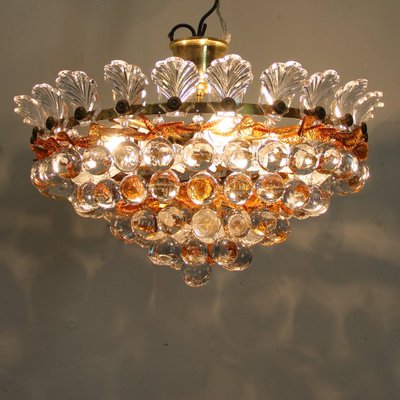 Ceiling Lamp with Glass Leaves and Spheres, 1970s-NE-694932