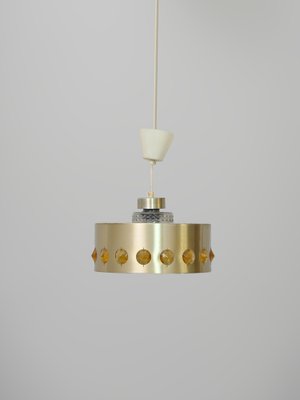 Ceiling Lamp with Metal and Glass, 1960s-QWP-1737478