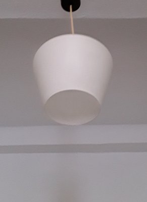 Ceiling Lamp with Opaque White Glass Shade & Black Plastic Mount, 1960s-HOI-1275070