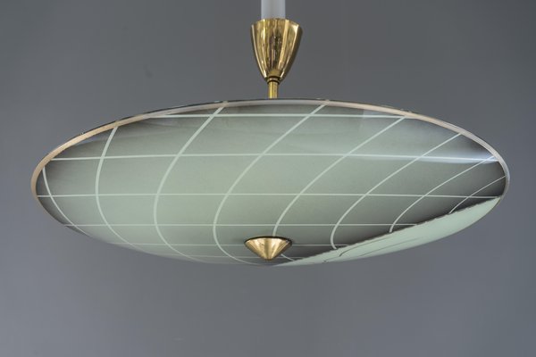 Ceiling Lamp with Original Painted Glass Shade, 1960s-SPD-859703