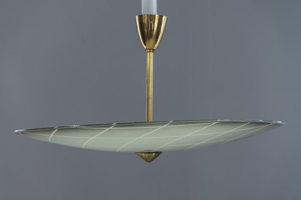 Ceiling Lamp with Original Painted Glass Shade, 1960s-SPD-859703