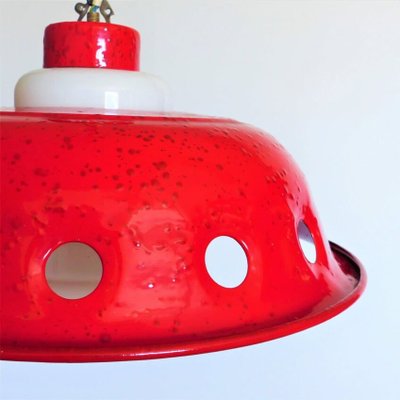 Ceiling Lamp with Red Enamel Overlay, 1960s-WK-722598