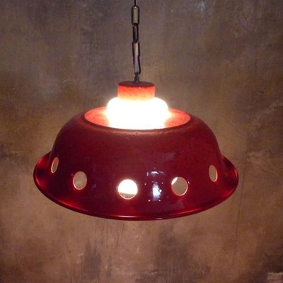 Ceiling Lamp with Red Enamel Overlay, 1960s-WK-722598