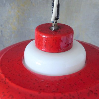 Ceiling Lamp with Red Enamel Overlay, 1960s-WK-722598