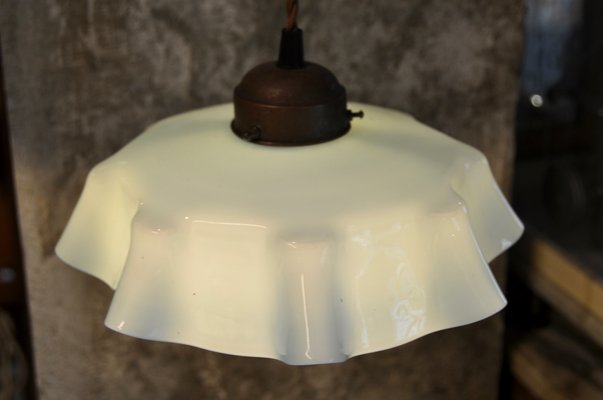 Ceiling Lamp with Ruffled Shade, 1920s-ROJ-860000