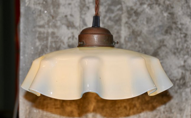 Ceiling Lamp with Ruffled Shade, 1920s-ROJ-860000