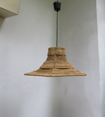 Ceiling Lamp with Sisal Covered Lampshade, 1960s-EY-796696