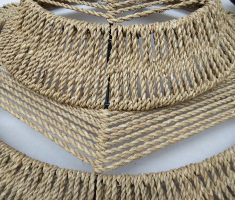 Ceiling Lamp with Sisal Covered Lampshade, 1960s-EY-796696