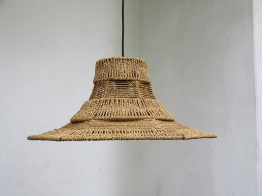 Ceiling Lamp with Sisal Covered Lampshade, 1960s-EY-796696