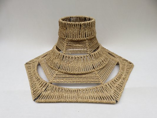 Ceiling Lamp with Sisal Covered Lampshade, 1960s-EY-796696