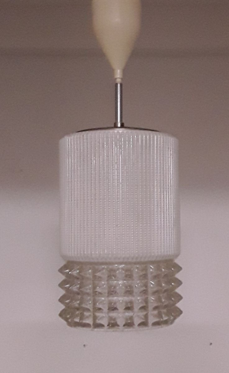 Ceiling Lamp with White Painted Relief Shade, 1970s