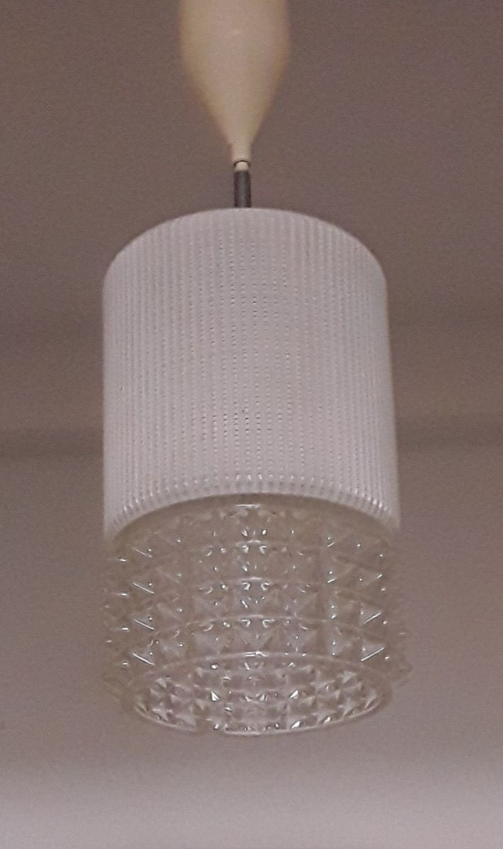 Ceiling Lamp with White Painted Relief Shade, 1970s