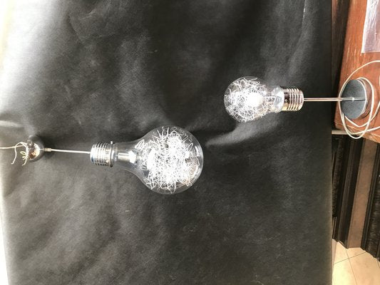 Ceiling Lamps in Chrome and Glass, Set of 2-WQQ-1235662