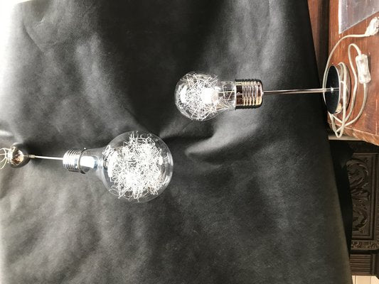 Ceiling Lamps in Chrome and Glass, Set of 2-WQQ-1235662